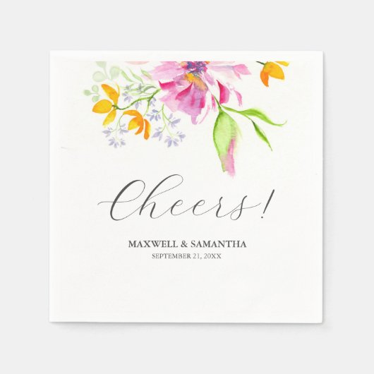 Hochzeit Napkins Botanisches Rosa Florals Serviette (Vorderseite)