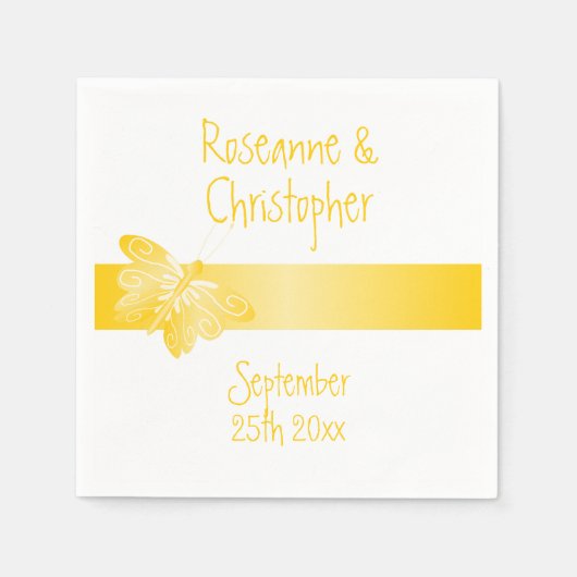 Hochzeit Napkins Gelber Schmetterling Serviette (Vorderseite)
