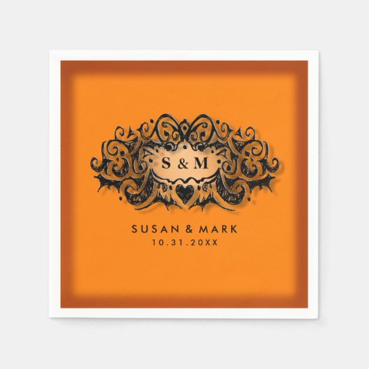 Hochzeit Napkins - Halloween Orange & Black Serviette (Vorderseite)