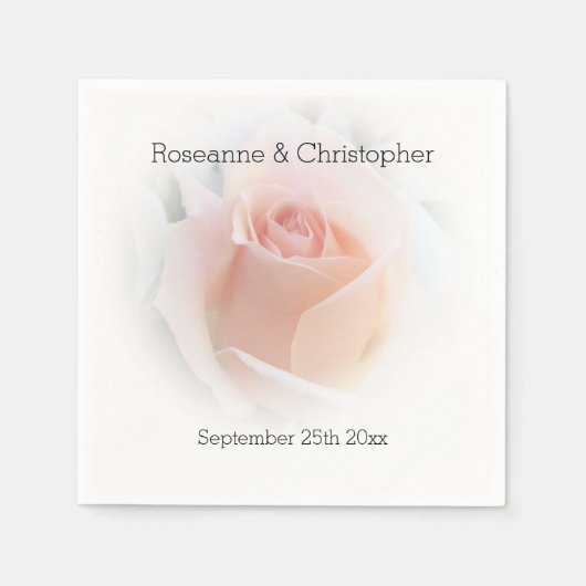 Hochzeit Napkins Peach Pink Rosenknospe Serviette (Vorderseite)