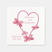 Hochzeit Napkins rosa Herz und Schmetterlinge Serviette (Vorderseite)