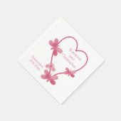 Hochzeit Napkins rosa Herz und Schmetterlinge Serviette (Ecke)