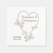 Hochzeit Napkins Silberherz-Schmetterlinge Serviette (Vorderseite)
