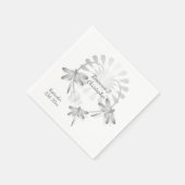 Hochzeit Napkins Silver Dragonflies Herz Serviette (Ecke)