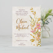 Hochzeit natürlicher Wildblumen Folieneinladung (Stehend vorne)