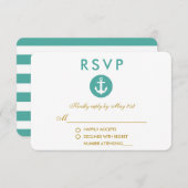 Hochzeit Nautical Anchor Aquamarin UAWG Gold RSVP Karte (Vorne/Hinten)