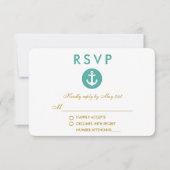 Hochzeit Nautical Anchor Aquamarin UAWG Gold RSVP Karte (Vorderseite)