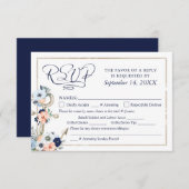 Hochzeit Nautical Anchor Navy Blue Peach UAWG RSVP Karte (Vorne/Hinten)