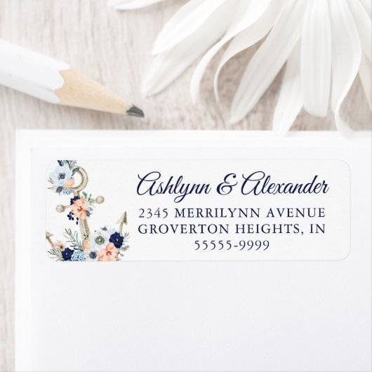 Hochzeit Nautical Anchor Navy Peach Floral (Insitu)