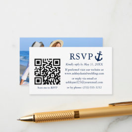 Hochzeit Nautical Blue Anchor UAWG QR Foto Begleitkarte
