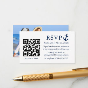 Hochzeit Nautical Blue Anchor UAWG QR Foto Begleitkarte