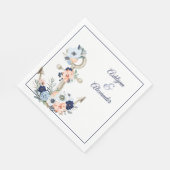 Hochzeit Nautische Anker-Marine Peach Blumennamen Serviette (Ecke)