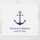 Hochzeit nautischer Anker blau weiß elegant Bierflaschenetikett (Einzelnes Label)
