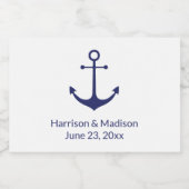 Hochzeit nautischer Anker blau weiß elegant Lebensmitteletikett (Einzelnes Label)