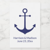Hochzeit nautischer Anker blau weiß elegant Lebensmitteletikett (Einzelnes Label)