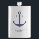 Hochzeit nautischer Ankermarineblau Flachmann<br><div class="desc">Hochzeit nautische Ankernacht blauen Geschenk bevorzugt Flask,  Flaschen Moderne minimalistisch elegante Design Karo personalisierbaren Text die Erholung der Sammlung für Favoriten,  Geschenketiketten,  Aufkleber,  Siegel,  Etiketten,  Party-Vorräte,  Geschenktaschen,  Geschenkboxen,  Karten,  etc ideal für Seebadestrand Küste Stil Hochzeiten</div>
