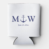 Hochzeit nautischer Ankermarineblau-Monogramm-Favo Dosenkühler