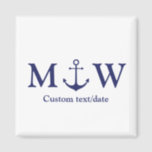 Hochzeit nautischer Ankermarineblau-Monogramm-Favo Magnet<br><div class="desc">Hochzeitsnautische Ankernacht blauer Monogramm-Favorit Magnet</div>