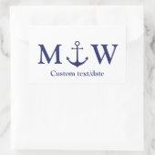 Hochzeit nautischer Ankermarineblau-Monogramm-Favo Rechteckiger Aufkleber (Tasche)