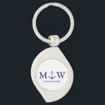 Hochzeit nautischer Ankermarineblau-Monogramm-Favo Schlüsselanhänger<br><div class="desc">Hochzeit nautische Anker Marine blauen Monogramm bevorzugt Schlüsselanhänger.</div>