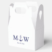 Hochzeit nautischer Ankernacht blaues Monogramm Geschenkschachtel (Geöffnet)