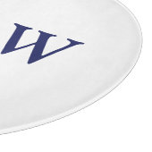 Hochzeit nautischer Ankernacht blaues weißes Monog Schneidebrett (Ecke)