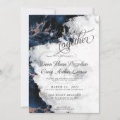 HOCHZEIT | Navy Blue 4 Rose Gold Geode Watercolor (Vorderseite)