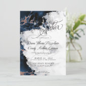 HOCHZEIT | Navy Blue 4 Rose Gold Geode Watercolor (Stehend Vorderseite)