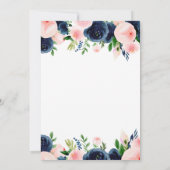 Hochzeit Navy Blue Blush Pink Elegante Blüte Einladung (Rückseite)