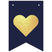 Hochzeit Navy Blue Imitate Gold Herz Mr. & Mrs. Na Wimpelkette (Erste Fahne)
