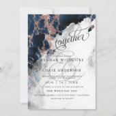 HOCHZEIT | Navy Blue Rose Gold Geode Watercolor (Vorderseite)