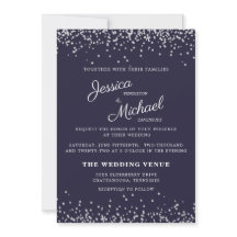 Hochzeit Navy Blue Silver Glitzer Elegantes Skript