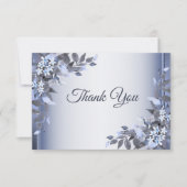 Hochzeit Navy Blütenblume Silber Elegant Dankeskarte (Vorderseite)