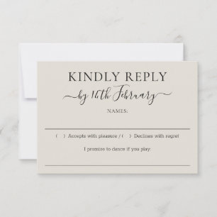 Hochzeit Neutral Creme Freundlich Antworten RSVP Karte