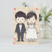 Hochzeit Niedlicher Cartoon Einladung (Stehend Vorderseite)