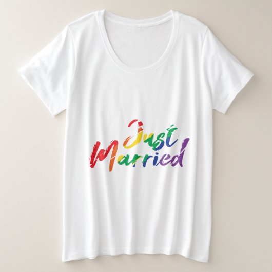 Hochzeit nur verheiratet Regenbogen farbenfrohe Ge Große Größe T-Shirt (Design vorne)