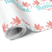 Hochzeit nur verheiratet zwei Vögel farbenfrohe Ge Geschenkpapier (Rolleneckpunkt)