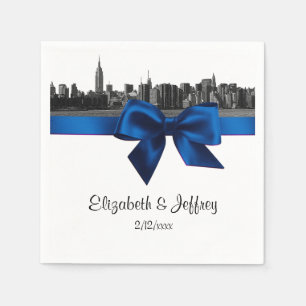 Hochzeit NYC Weite Skyline Geätzt BW Königlich Bla Serviette