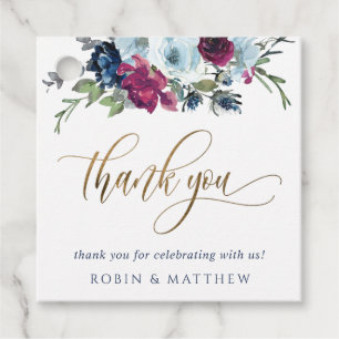 Hochzeit (oder andere) Berry Blue und Burgundy Flo Geschenkanhänger