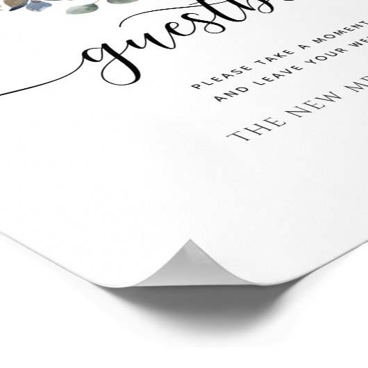 Hochzeit oder andere, Blütenblume, Gästebuchunters Poster (Ecke)