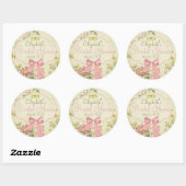 Hochzeit oder Brautparty mit Vintagem Blumenmuster Runder Aufkleber (Blatt)