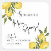 Hochzeit oder Brautparty von Zitronenfrüchten Quadratischer Aufkleber (Vorderseite)