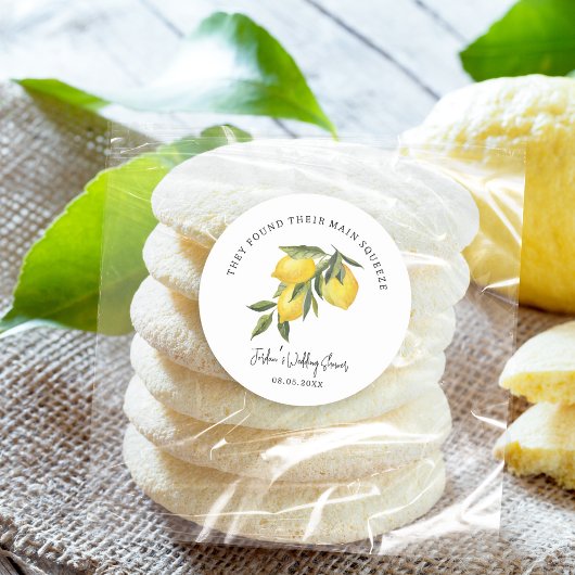 Hochzeit oder Brautparty von Zitronenfrüchten Runder Aufkleber