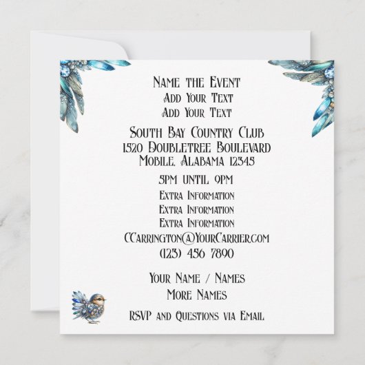 Hochzeit oder irgendein Besondere Anlass Einladung (Rückseite)