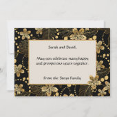 Hochzeit oder Jahrestag Glückwünsche Gold Blume Mitteilungskarte (Rückseite)