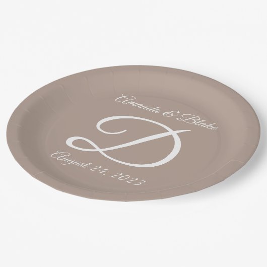 Hochzeit oder Jahrestag Pappteller (Schrägansicht)