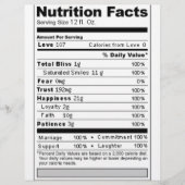 Hochzeit oder Jubiläum Süßes Funny Nutrition Label (Vorderseite)