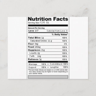 Hochzeit oder Jubiläum Süßes Funny Nutrition Label Karte