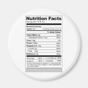 Hochzeit oder Jubiläum Süßes Funny Nutrition Label Magnet