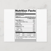 Hochzeit oder Jubiläum Süßes Funny Nutrition Label Postkarte (Vorderseite)